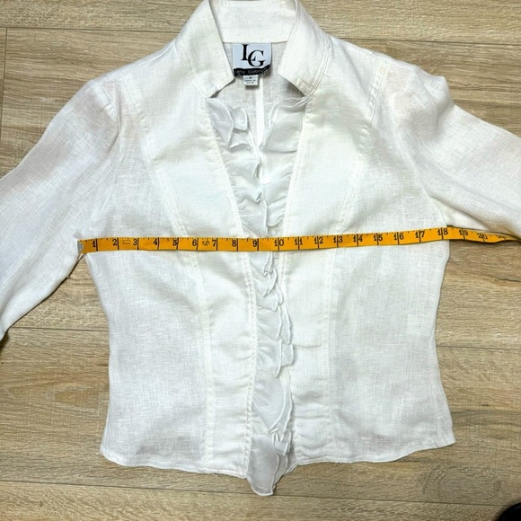 Lena Gabrielle White French 100% Linen Gauze Romantic 3/4 Jacket Size 4 - Picture 6 of 13